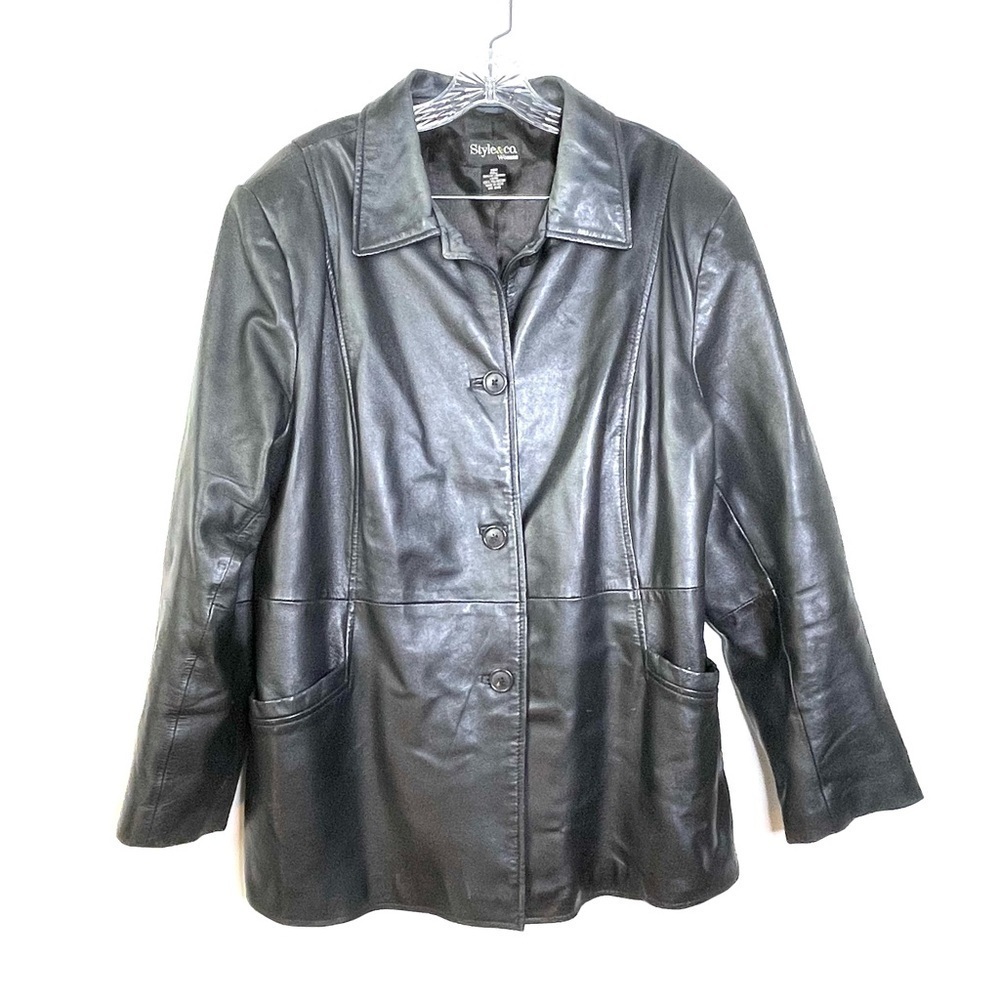 Vintage Style & Co. Woman Genuine Leather Black Leather Jacket Size18W